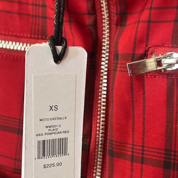 Nwt-WeWoreWhat- Seen on TV- Plaid Moto Overalls XS MSRP $225 - Picture 7 of 7